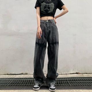 Mid-rise Gradient Wide-leg Jeans