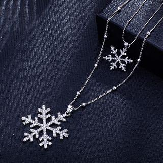 Rhinestone Snowflake Pendant Layered Necklace