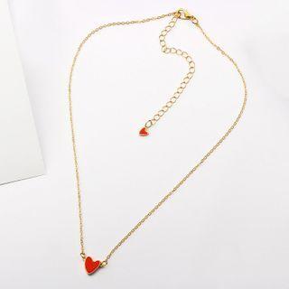 Heart Pendant Necklace 01-9317 - Red Heart - Gold - One Size