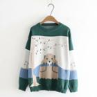 Printed Sweater Green - One Size
