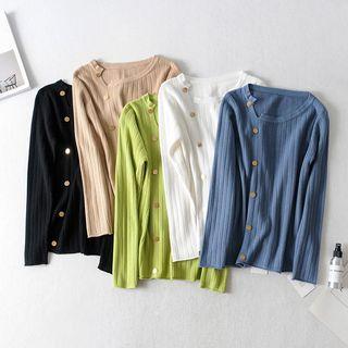 Asymmetric Buttoned Knit Top