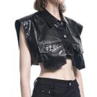 Faux Leather Cropped Vest