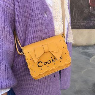 Faux Leather Scallop Detail Ribbon Accent Crossbody Bag