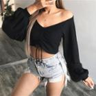 Lantern-sleeve Cropped T-shirt