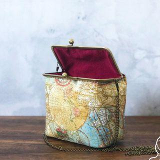 Print Bucket Bag Map - Yellow & Blue - One Size