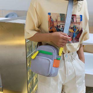 Color Panel Cotton Crossbody Bag