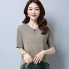 Embellished Short Sleeve Knit T-shirt
