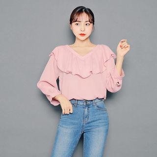 V-neck Ruffle-detail Top