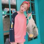 Printed Color Block Raglan Long-sleeve T-shirt