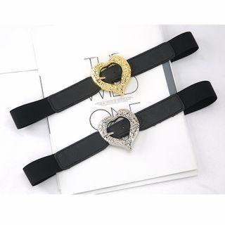 Elastic Heart Faux Leather Belt