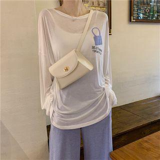 Long-sleeve Print T-shirt / Wide-leg Pants