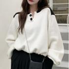 Two-tone Panel Sweater White - One Size