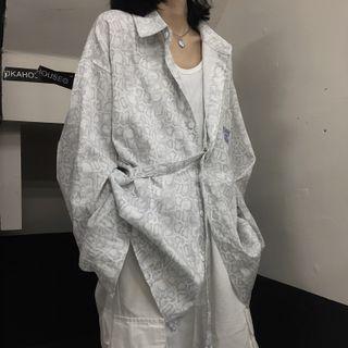 Embroidered Shirt Gray & White - One Size