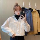 Turtleneck Panel Mock Two-piece Shirt