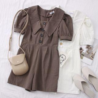 Puff-sleeve Wide Playsuit