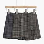 Asymmetrical Hem Plaid Mini A-line Skirt