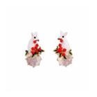 Fashion And Creative Plated Gold Enamel Rabbit Stud Earrings With Cubic Zirconia Golden - One Size