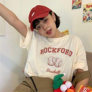 Short-sleeve Baseball Printed T-shirt