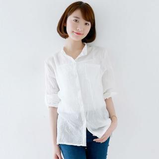 Tab-sleeve Crinkled Shirt