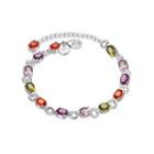 Simple Oval Colored Cubic Zircon Bracelet Silver - One Size
