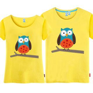 Couple Matching Owl Print Short Sleeve T-shirt