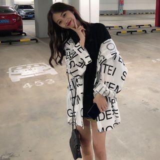 Hooded Long-sleeve Printed Shirt Shirt - One Size