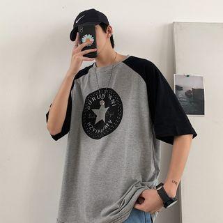 Star Print Raglan Short-sleeve T-shirt