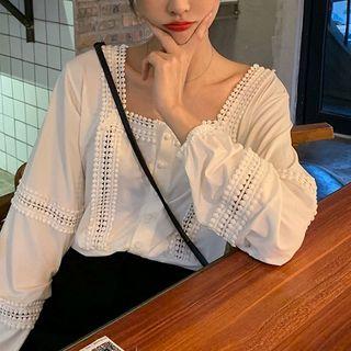 Eyelet Lace Square-neck Blouse