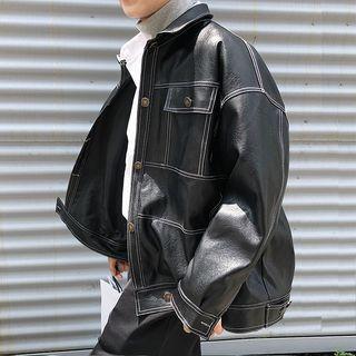Pocketed Faux Leather Jacket