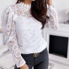 Lace Puff-sleeve Long-sleeve Top