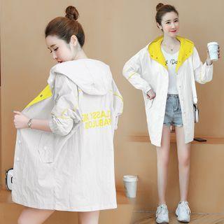 Lettering Hood Button Jacket