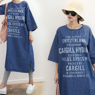 Round-neck Denim Pullover Dress