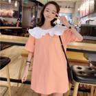 Peter-pan-collar Short-sleeve T-shirt Dress