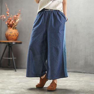 Crop Wide Leg Jeans Blue - One Size