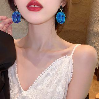 Crystal Drop Earring 1 Pair - Silver Needle - Blue - One Size