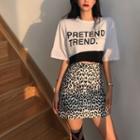 Mock Two-piece Short-sleeve Letter Print T-shirt White - One Size