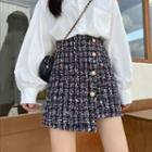 Wool Plaid A-line Skirt