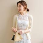 Lace Panel 3/4 Sleeve Cardigan