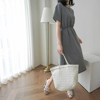 Round-neck Gingham A-line Dress