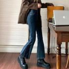 High-waist Color Panel Flare Jeans