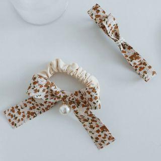 Floral Bow Scrunchie / Hair Clip