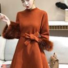 Traditional Chinese Long-sleeve Furry Cuff A-line Dress