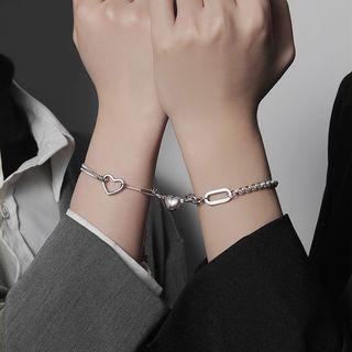 Couple Matching Magnetic Heart Stainless Steel Bracelet (various Designs) / Set
