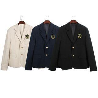 Set: Single-breasted Blazer + Logo Patch