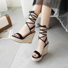 Lace Up Wedge-heel Espadrille Sandals
