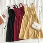 Plain Lace-up A-line Dress