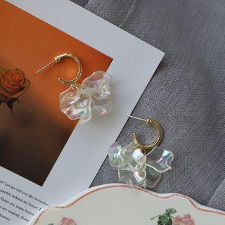 Acrylic Petal Fringed Earring 1 Pair - 925 Silver - Gold - One Size