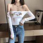 Long-sleeve Off Shoulder Butterfly Top