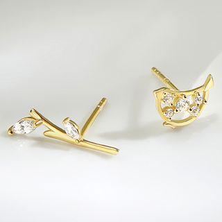 Non-matching Bird Stud Earring 1 Pair - One Size