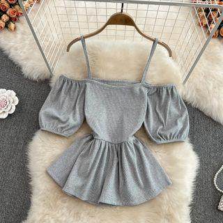 Cold Shoulder Ruffle Crop Blouse